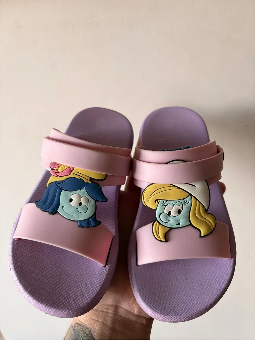 Girls' Pink Smurfette-Style Slide Sandals - Comfortable Kids Slides